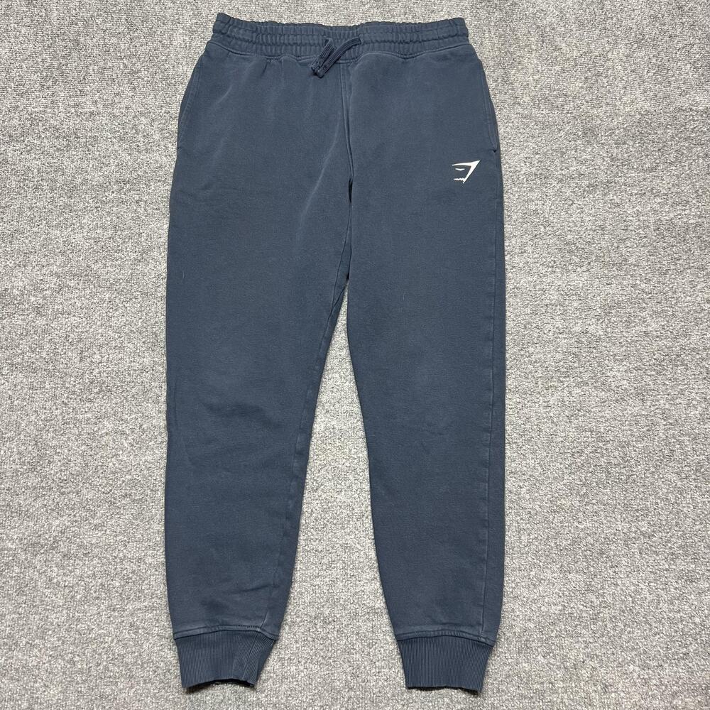 Gymshark Sweatpants Mens Medium Blue Fleece Elastic Waist Pockets Gym Athletic